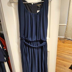 Brooks Brothers Sleevless Pleated Dress, Navy Blue, Small  NWT